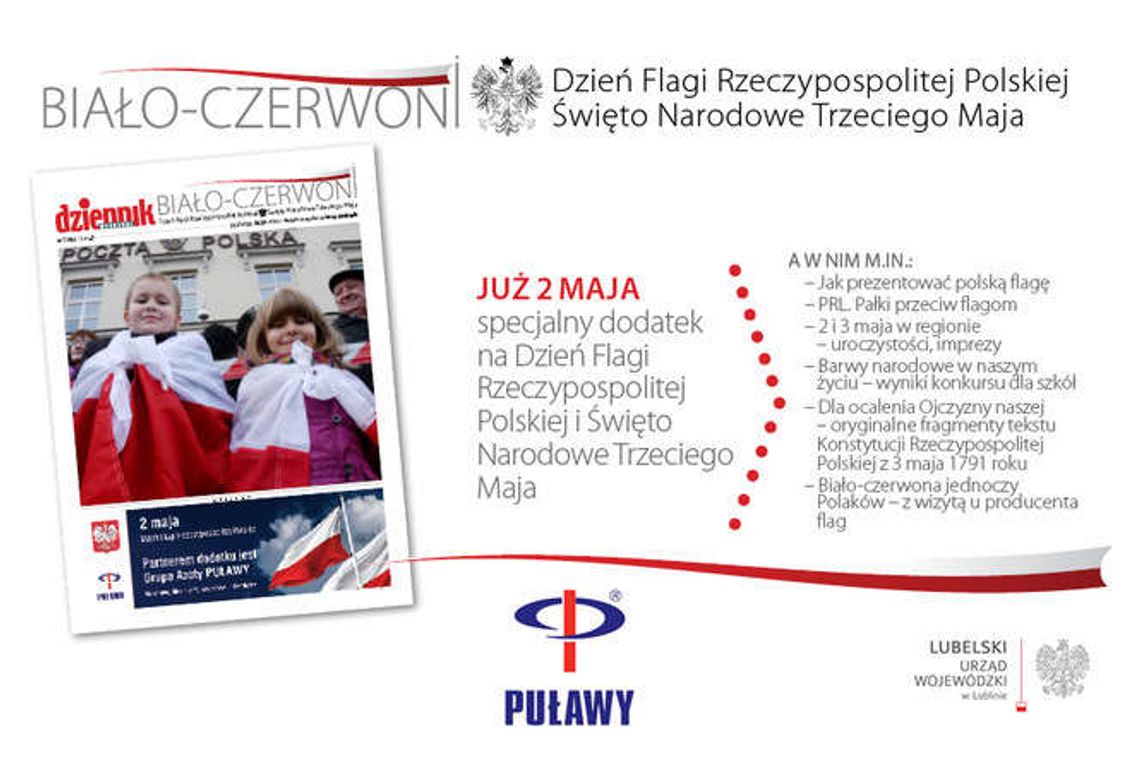 Specjalny dodatek na "Dzień Flagi" już 2 maja z Dziennikiem Wschodnim Specjalny dodatek na "Dzień Flagi" już 2 maja z Dziennikiem Wschodnim
