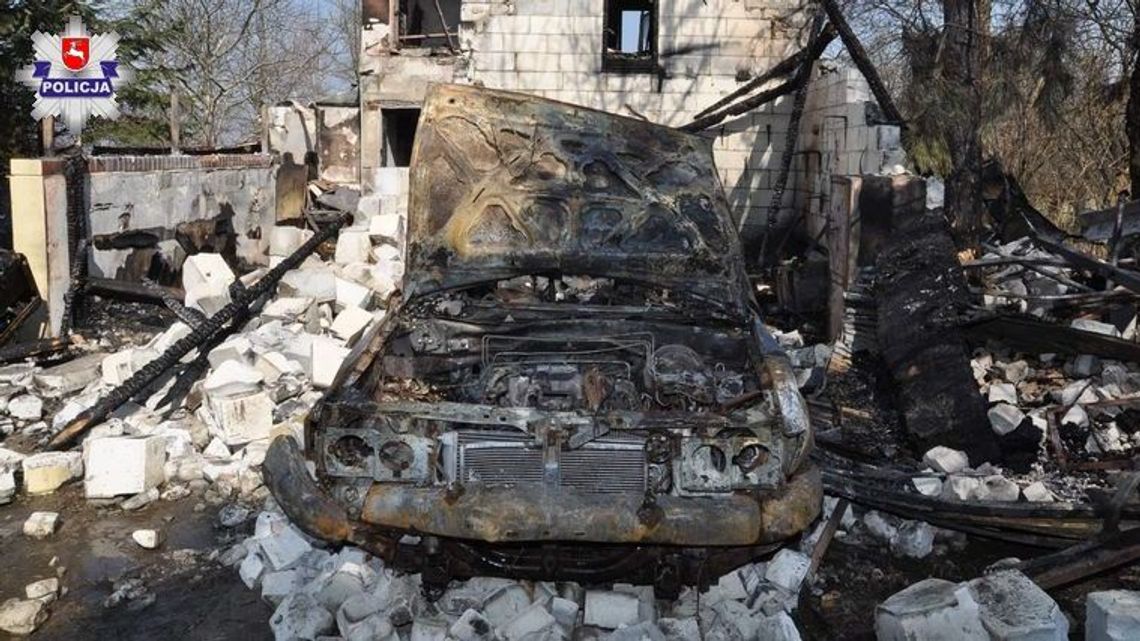 Spłonął samochód, zawaliła się ściana garażu. Ogromne straty po pożarze