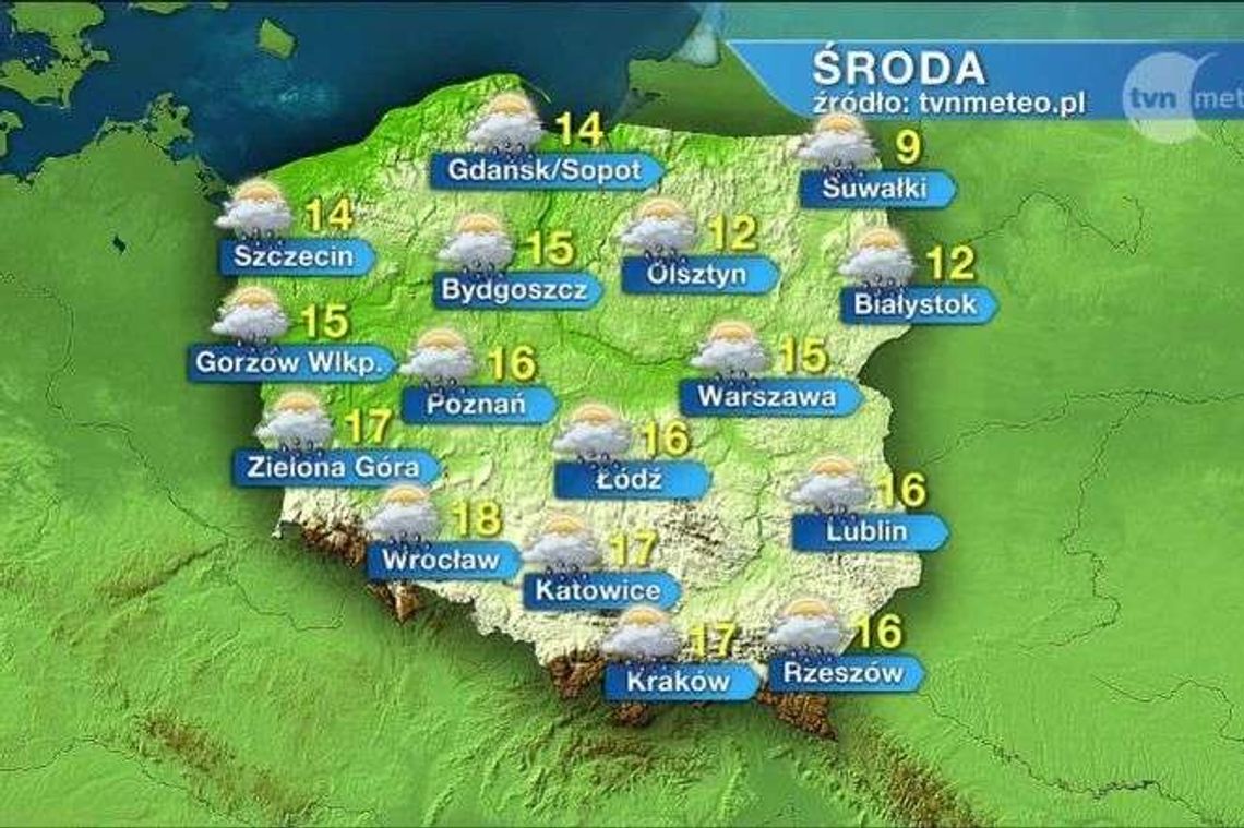Środa i czwartek z przelotnymi opadami deszczu. W weekend ciepło