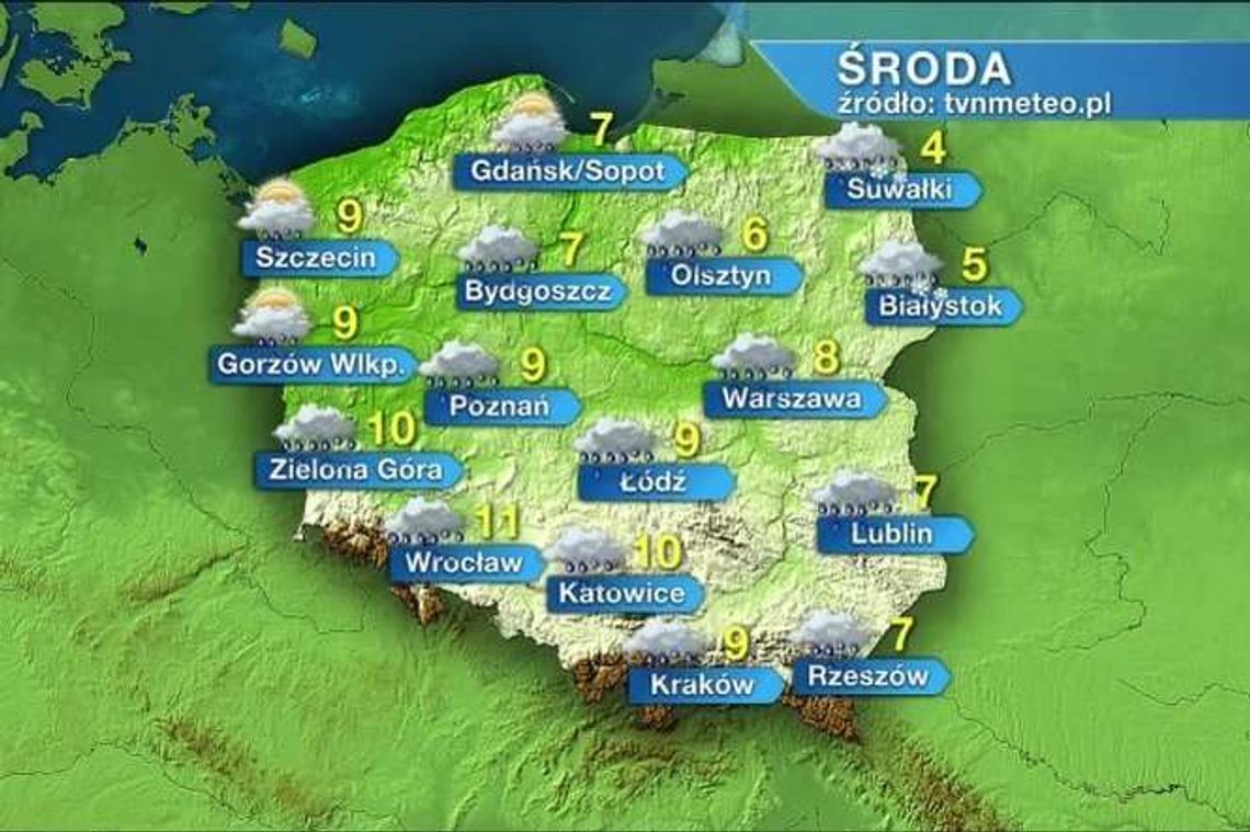 Środa pochmurna, wietrzna i deszczowa. W Lublinie 7 stopni