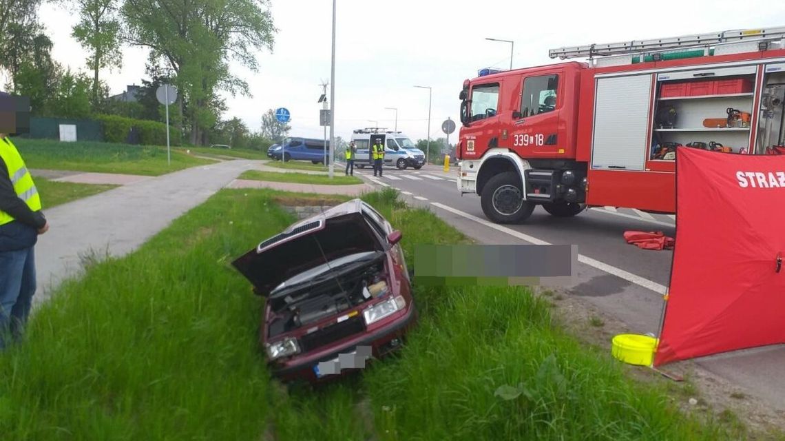Starszy mężczyzna wjechał do przydrożnego rowu. Zginął na miejscu