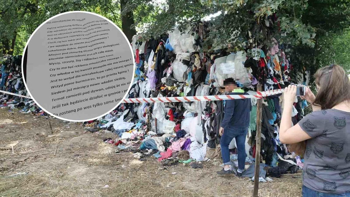 Sterty ubrań nadal zalegają przy drodze w Bełżycach. Mieszkańcy piszą wiersz do burmistrza