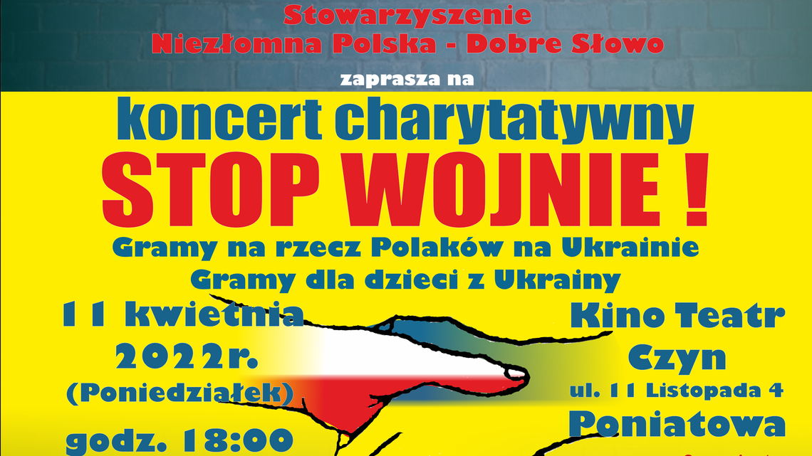 Stop Wojnie! Koncert dla dzieci z Ukrainy w Poniatowej Stop Wojnie! Koncert dla dzieci z Ukrainy w Poniatowej