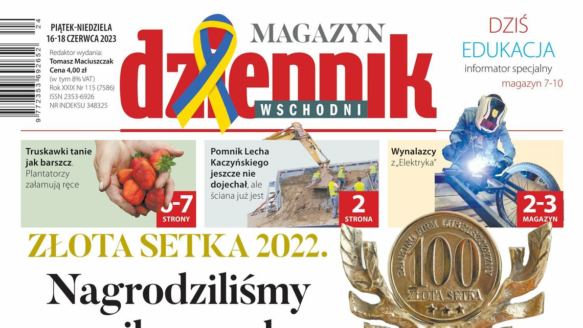 Strona pierwsza "Dziennika Wschodniego" z 16-18 czerwca 2023