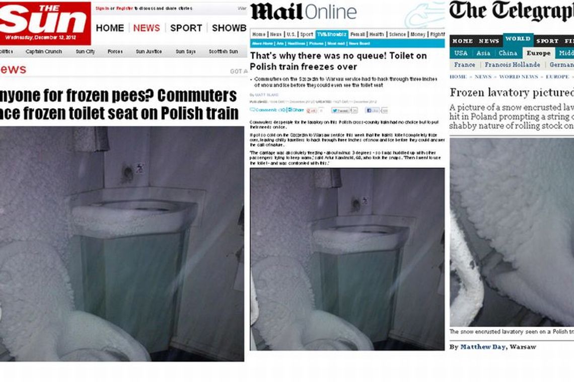 Świat śmieje się z ośnieżonej toalety w pociągu ze Szczecina (zdjęcia)