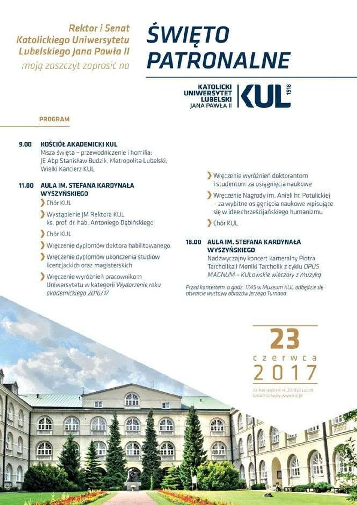 Święto Patronalne KUL: koncerty i recitale