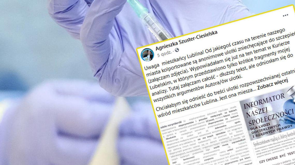 Szczepionka jest z "ciał abortowanych dzieci". Z ulotką krążącą po Lublinie rozprawia się prof. Z UMCS Szczepionka jest z "ciał abortowanych dzieci". Z ulotką krążącą po Lublinie rozprawia się prof. Z UMCS