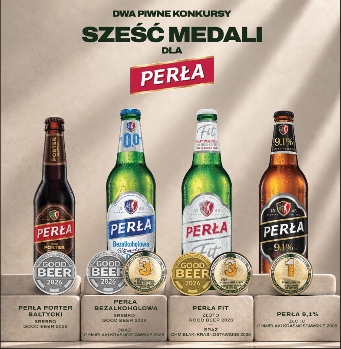Sześć medali dla Perły w dwóch konkursach piwnych Sześć medali dla Perły w dwóch konkursach piwnych