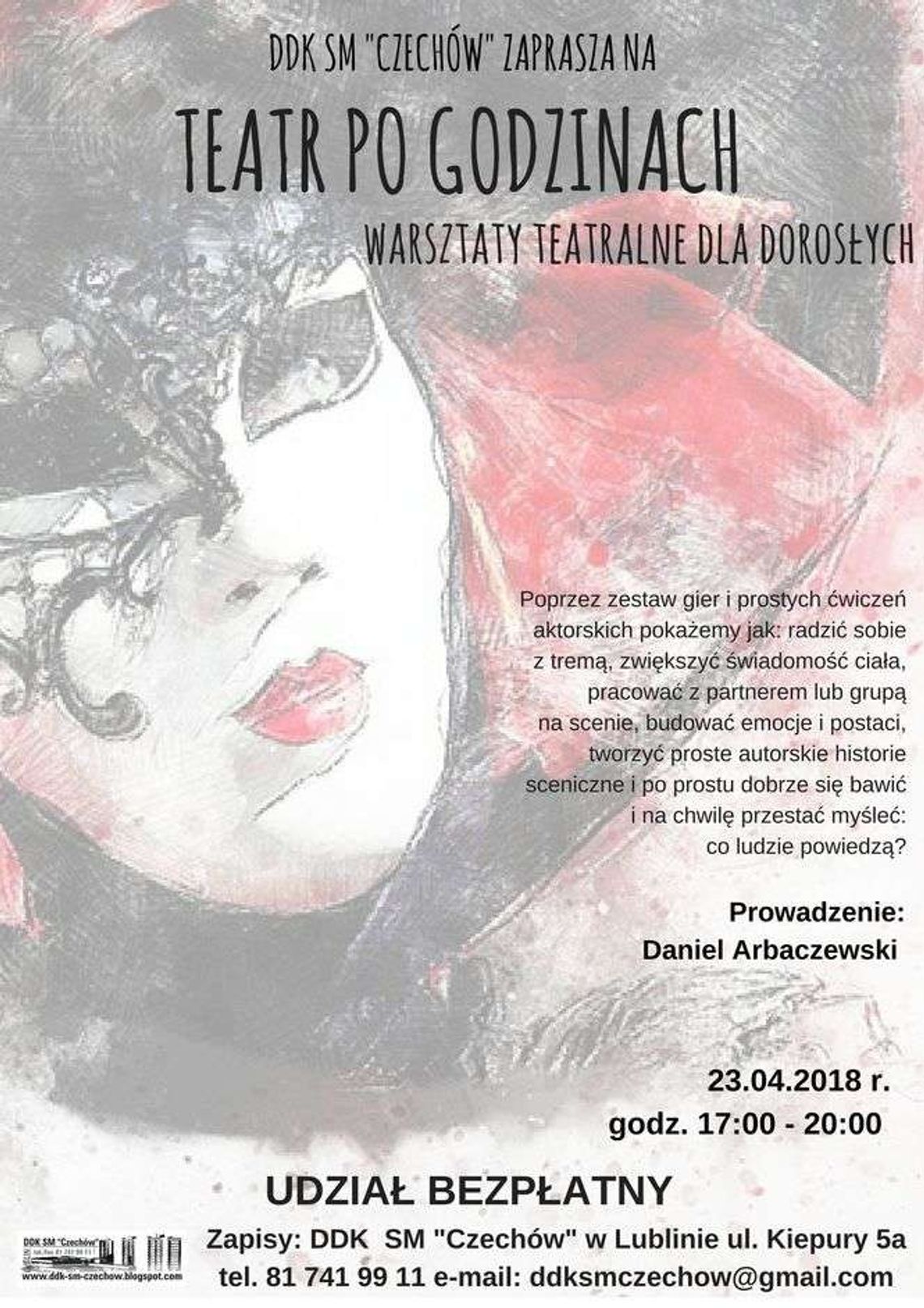 Teatr po godzinach. Warsztaty teatralne dla dorosłych w DDK Czechów Teatr po godzinach. Warsztaty teatralne dla dorosłych w DDK Czechów