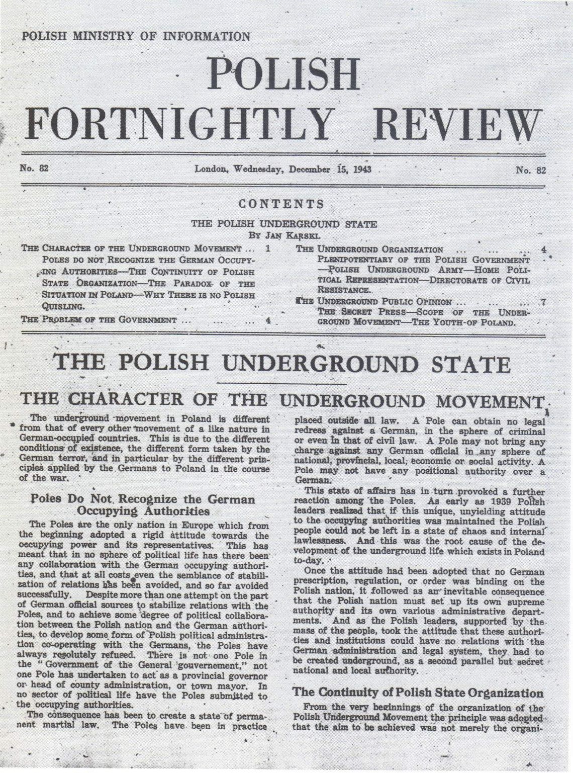 To Jan Karski pierwszy użył nazwy "Polskie Państwo Podziemne To Jan Karski pierwszy użył nazwy "Polskie Państwo Podziemne