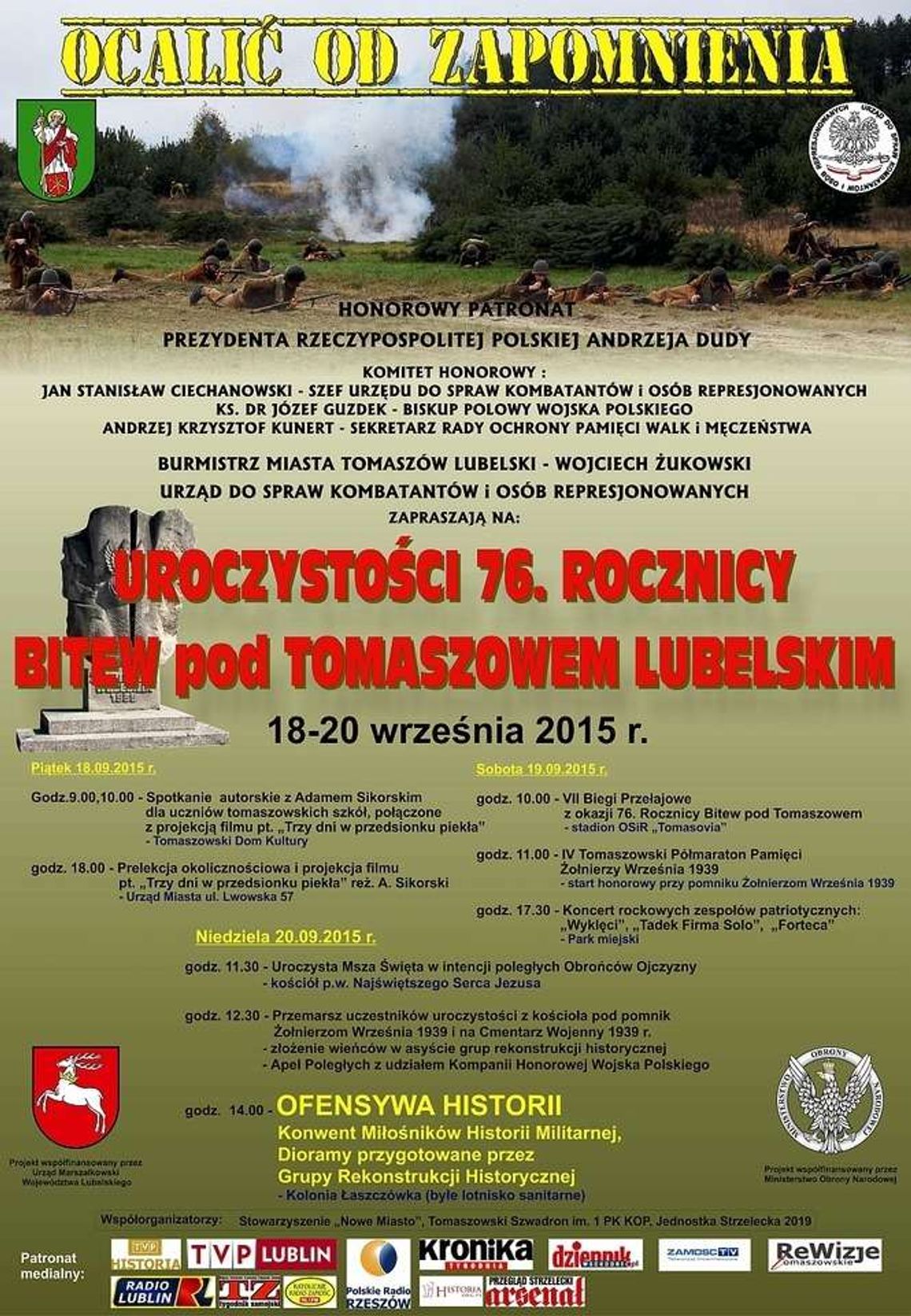Tomaszów Lubelski. Uroczystości w rocznicę bitew
