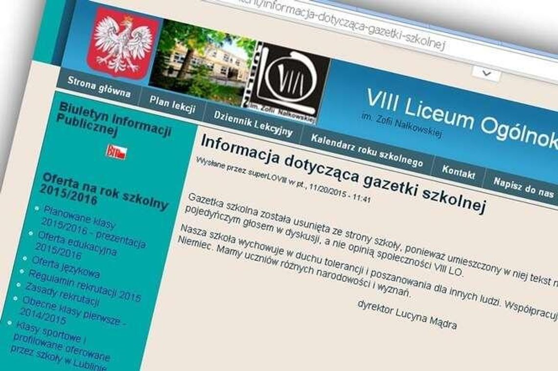 "Uchodźcy gwałcą i poniżają kobiety". Gazetka zdjęta, bo szkoła uczy tolerancji