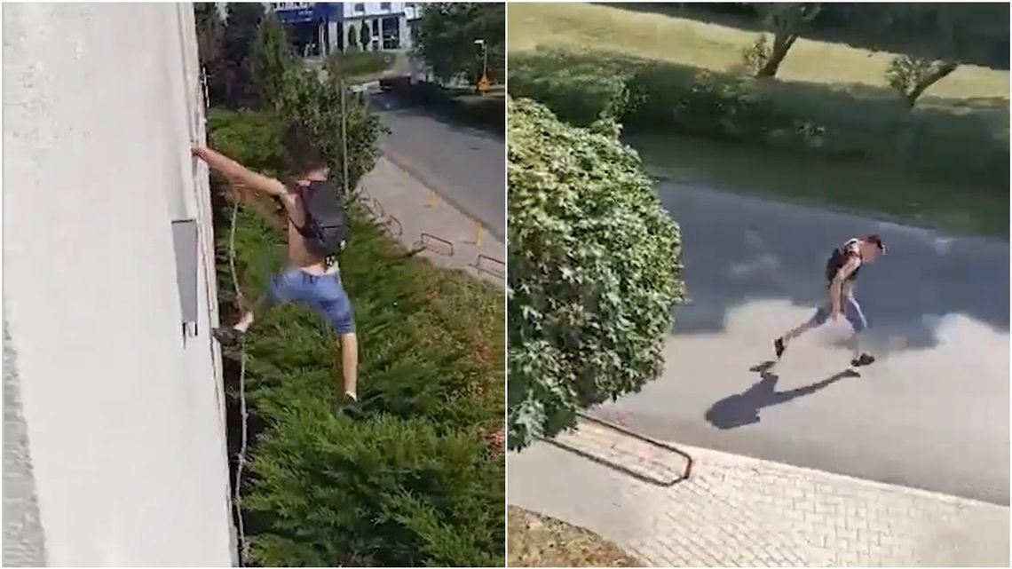 Ucieczka z kwarantanny. Przez okno po sznurze [wideo]