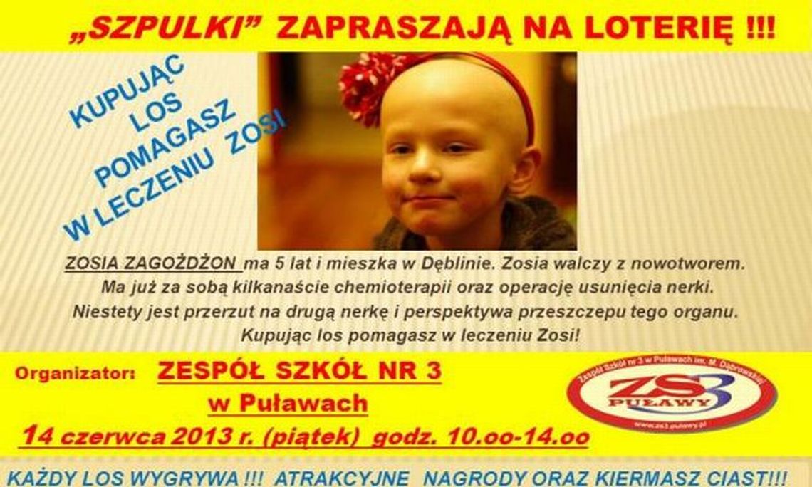 Uczniowie robią loterię dla Zosi