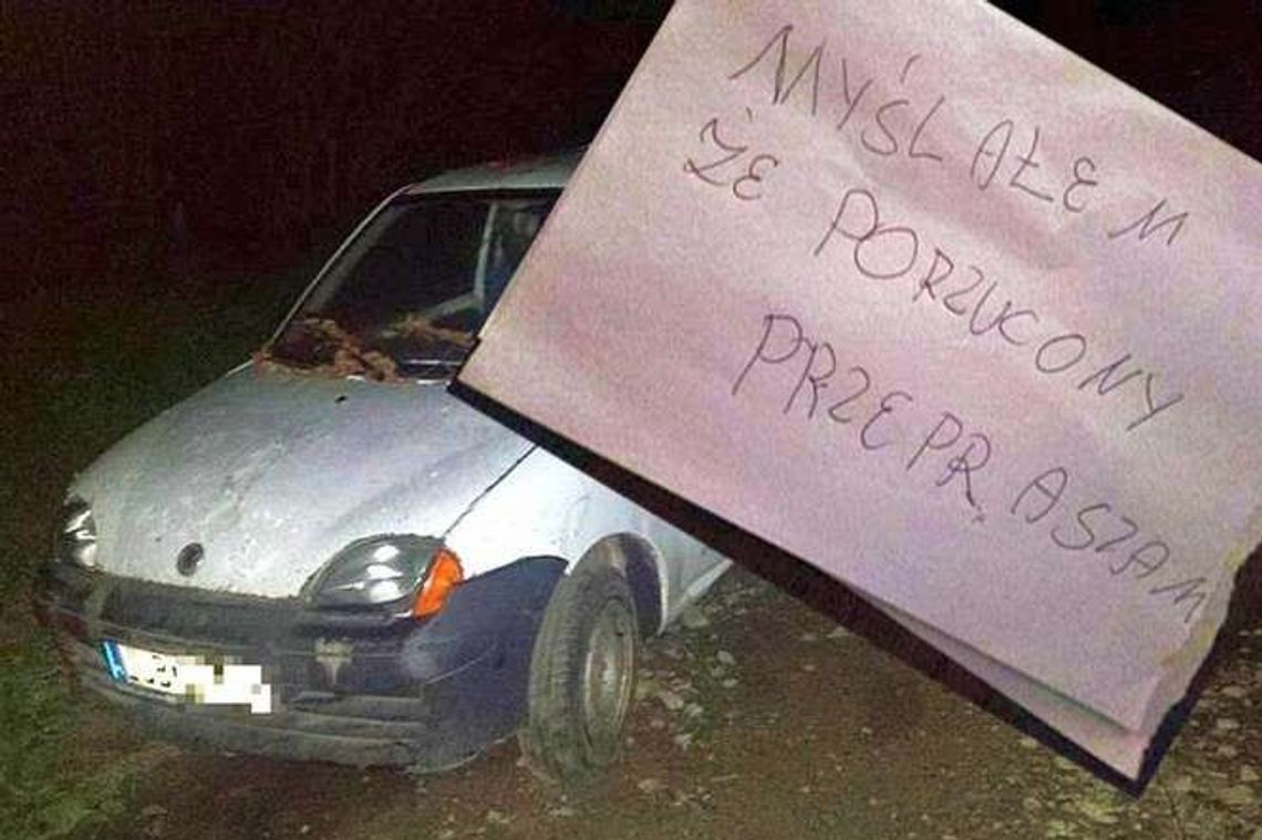 Ukradł samochód, ale potem oddał. Z rozbrajającą karteczką