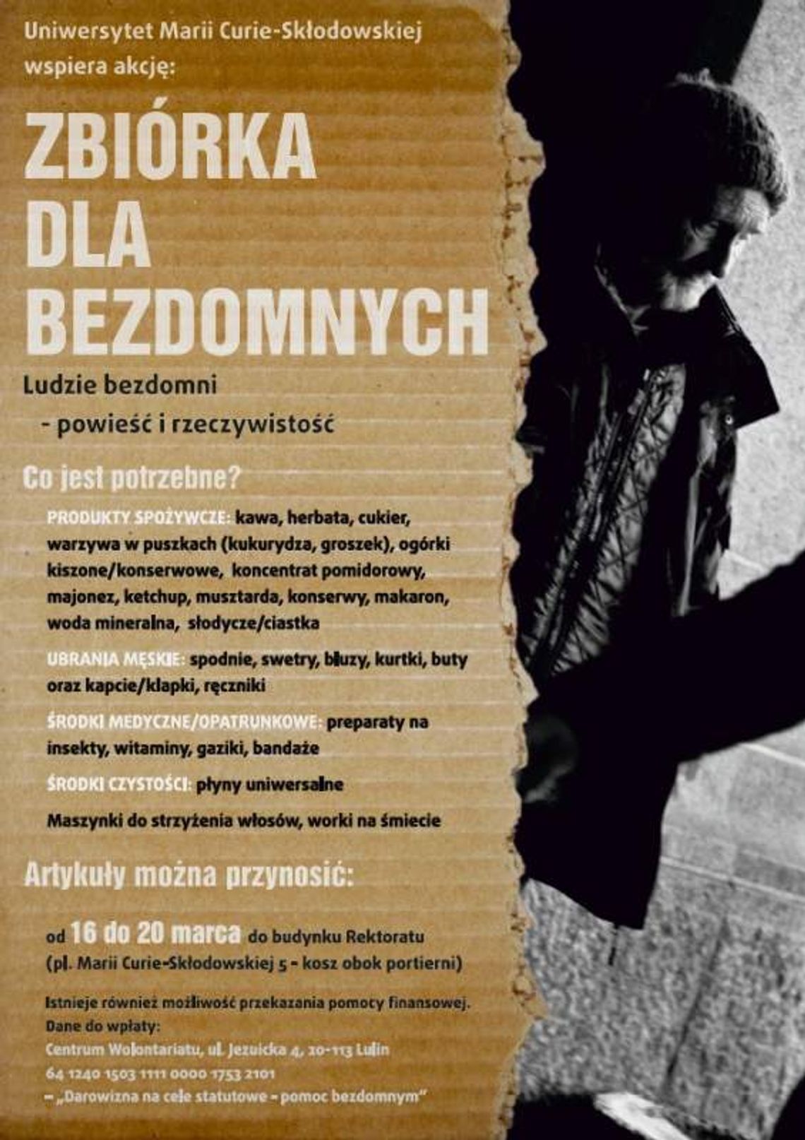UMCS: Zbiorą dary dla bezdomnych