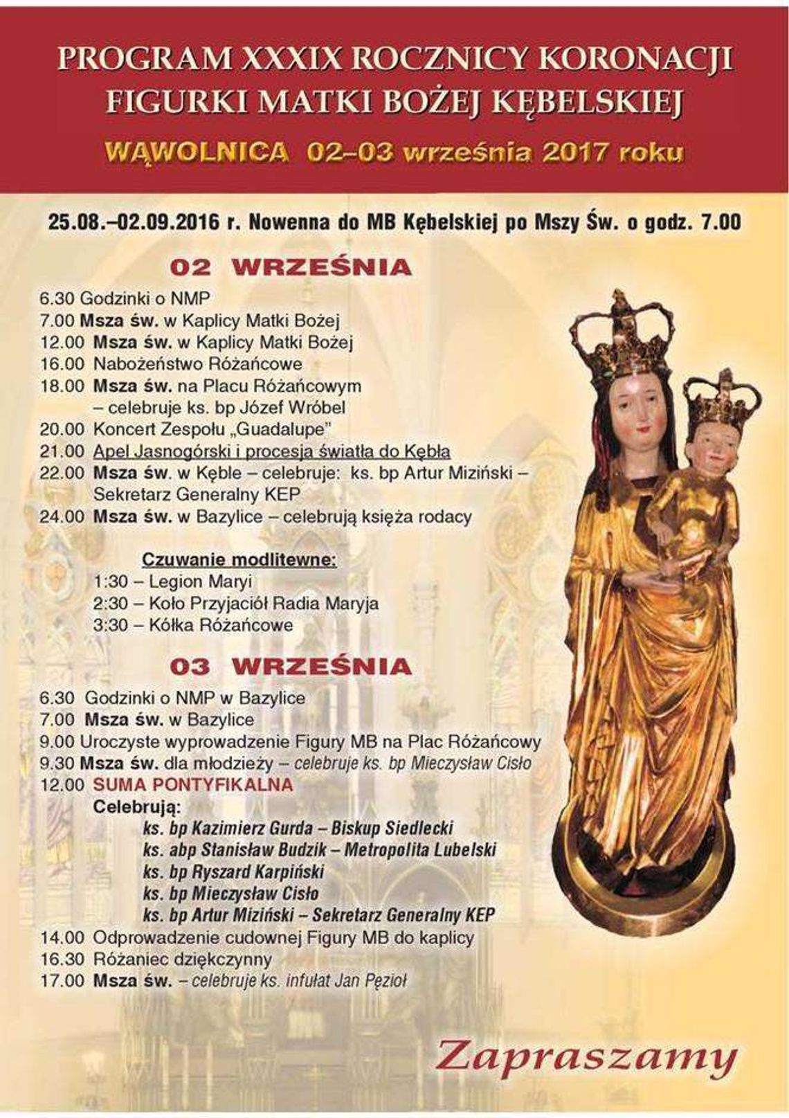 Uroczystości maryjne w Wąwolnicy, rocznica koronacji figury