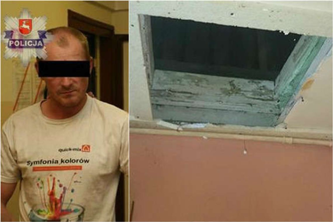 Usłyszał policjantów i schował się w suficie (wideo) Usłyszał policjantów i schował się w suficie (wideo)