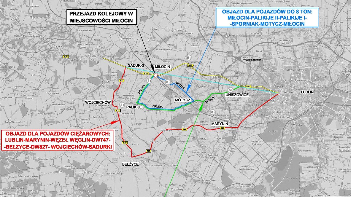 Utrudnienia na drodze Lublin - Nałęczów. Zamykają na miesiąc przejazd kolejowy w Miłocinie
