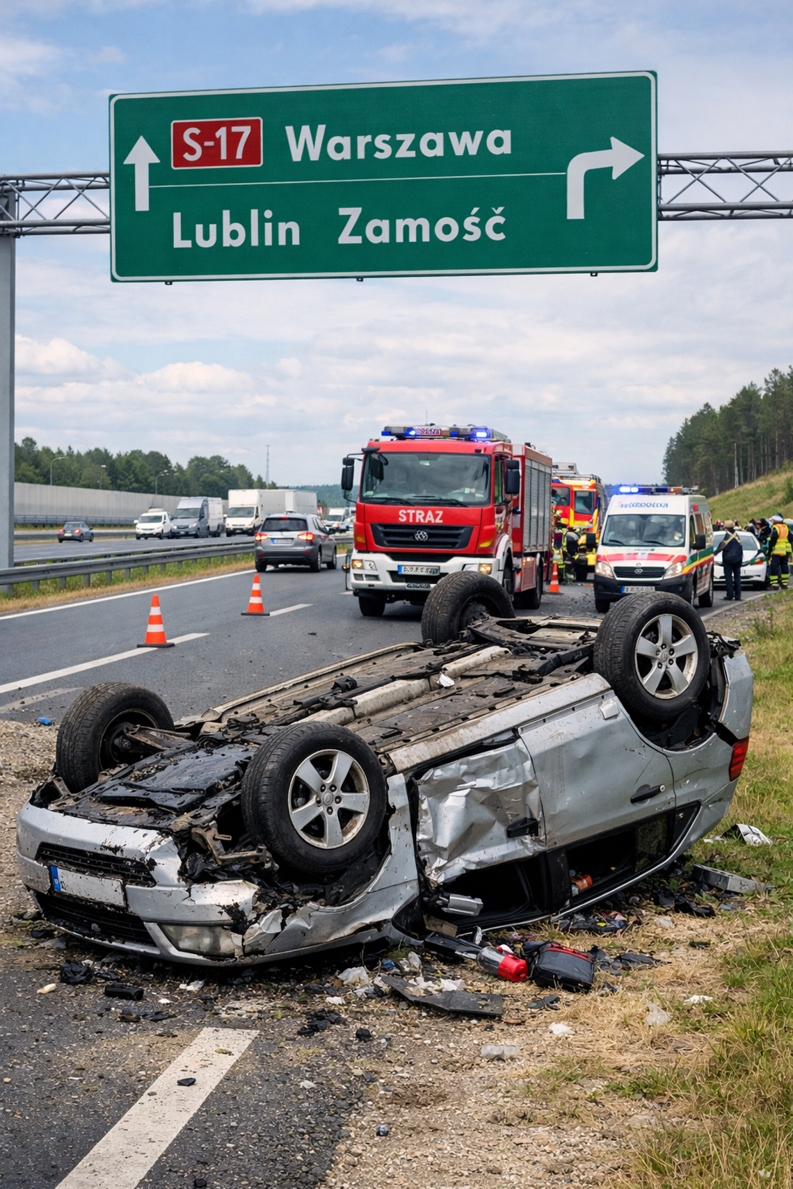 Utrudnienia na S17 po wypadku Utrudnienia na S17 po wypadku