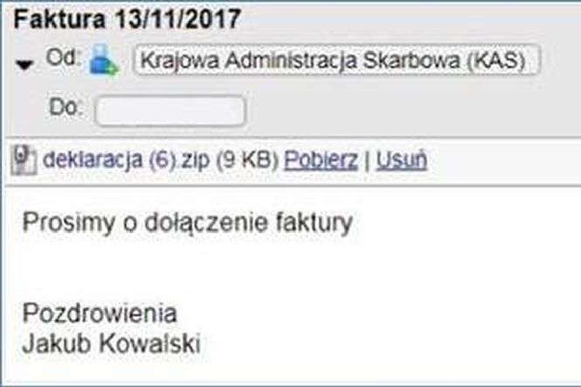 Uwaga na dziwne maile od Krajowej Administracji Skarbowej. To fałszywki