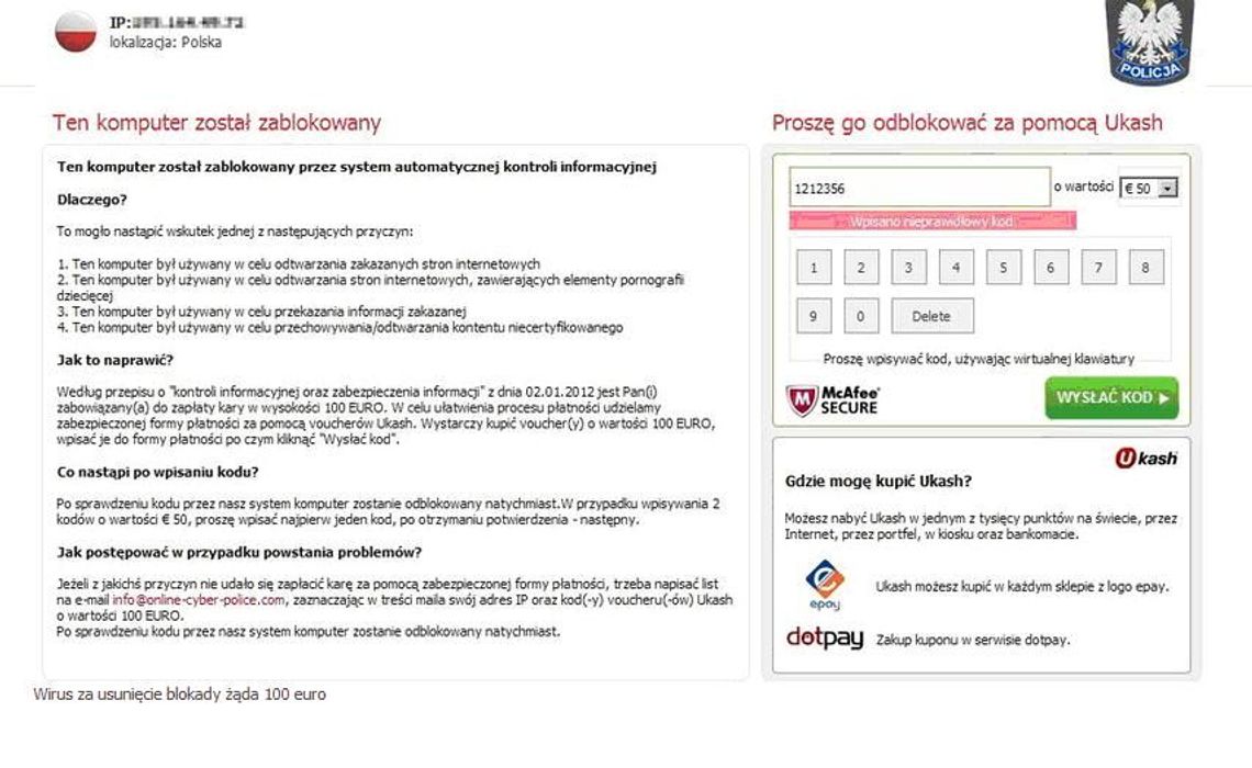 Uwaga na wirusa Weelsof. Podszywa się pod policję