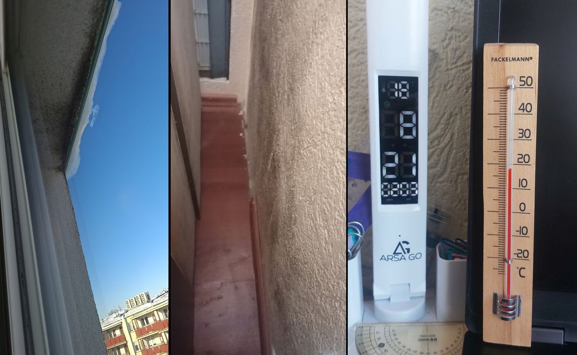 mieszkanie, termometr, pleśń na ścianie