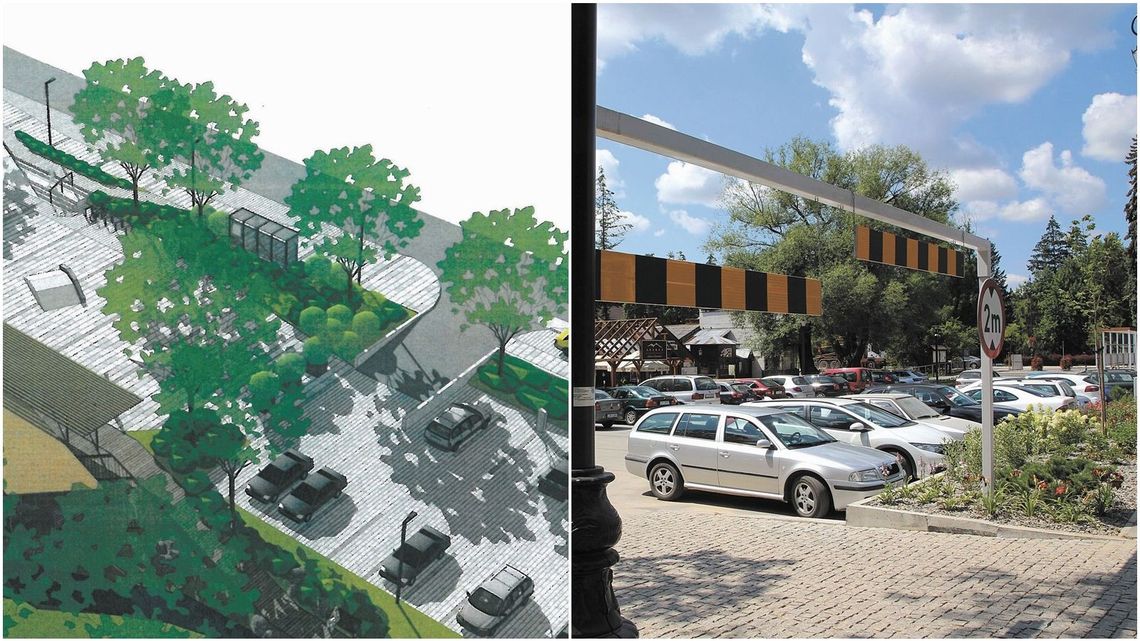 W centrum Nałęczowa zamiast ławek są samochody. Burmistrz tłumaczy, że tylko tymczasowo