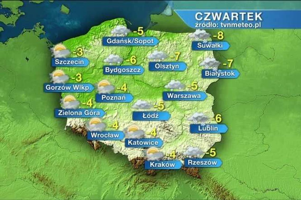 W czwartek mróz nie odpuści, a miejscami sypnie śnieg