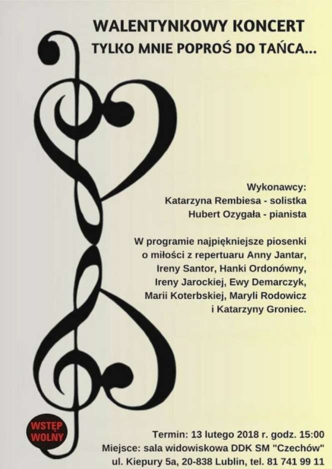 Walentynkowy koncert w DDK Czechów