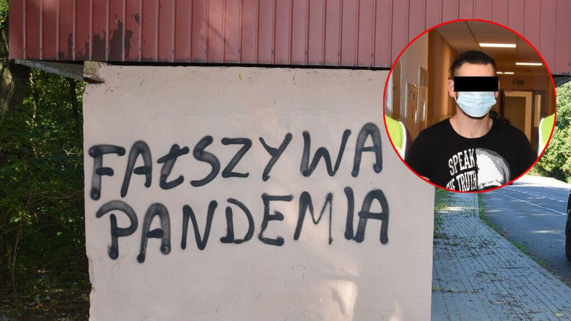 Wandale pisali "fałszywa pandemia" na ścianach budynków. Namierzyli ich kryminalni