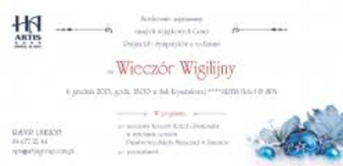 Wieczór Wigilijny w Artis Hotel&Spa