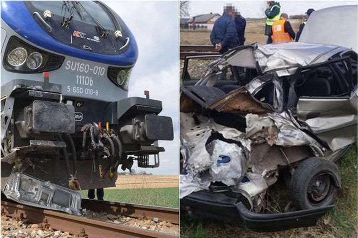 Wjechał samochodem pod pociąg. Wypadek na niestrzeżonym przejeździe kolejowym