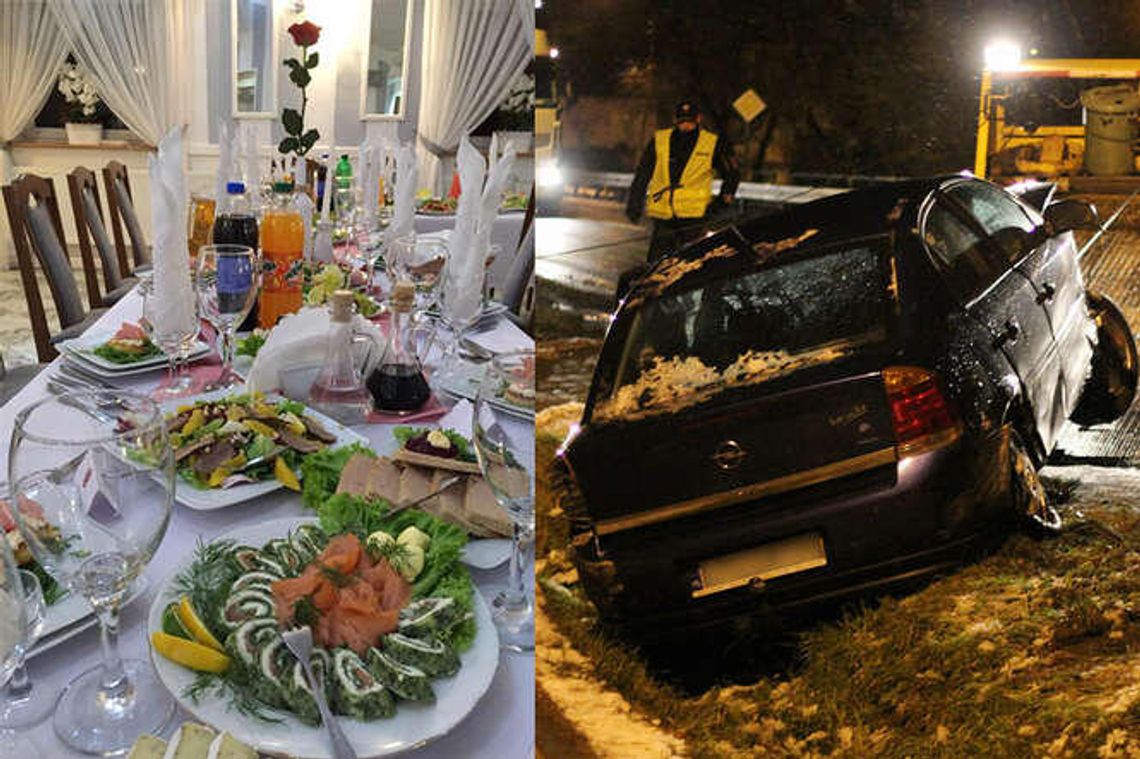 Wódka i szampan na kolacji polityków, później radny wsiadł za kierownicę opla. Wynik: 1,6 promila, auto w rowie