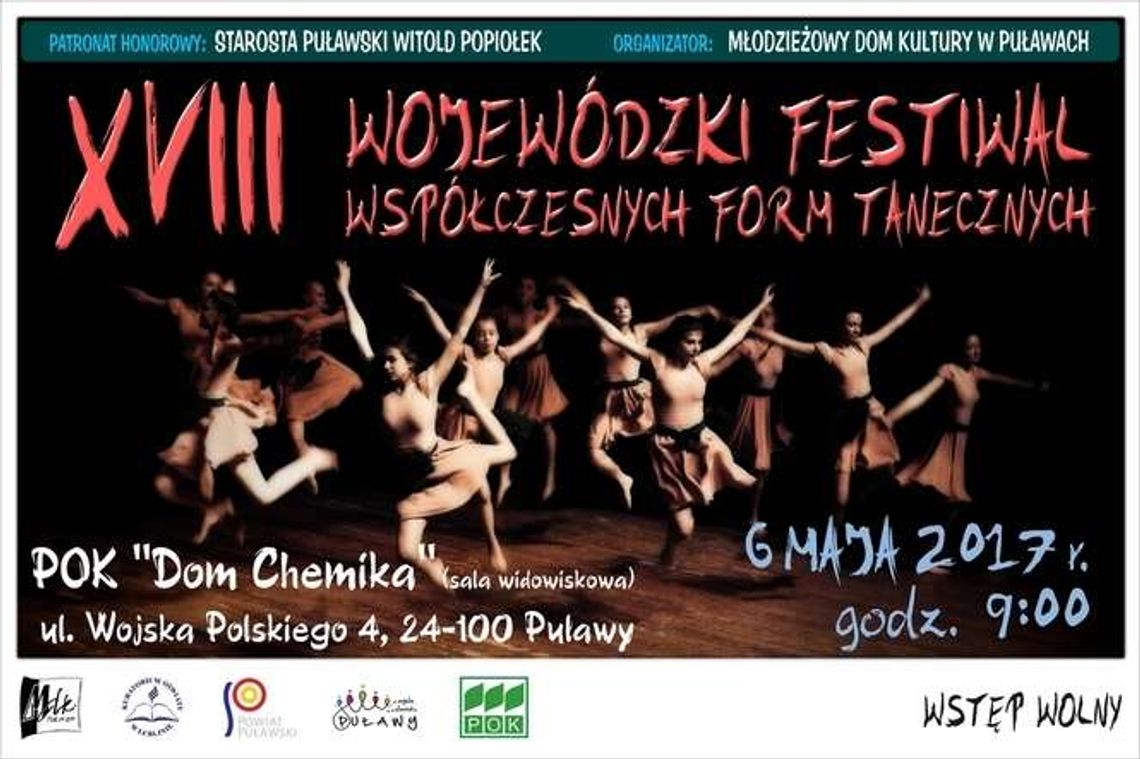 Wojewódzki Festiwal Współczesnych Form Tanecznych w Puławach. Czekają na zgłoszenia