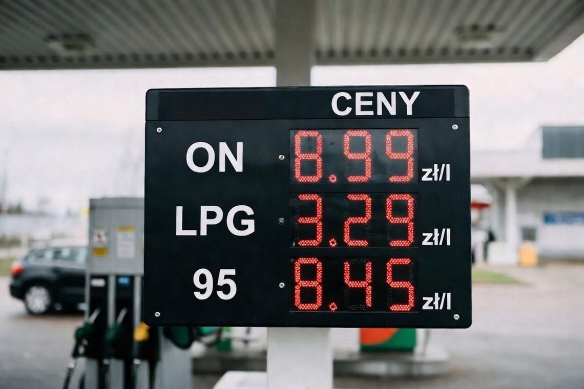 zdjęcie tablicy z cenami na stacji paliw polska