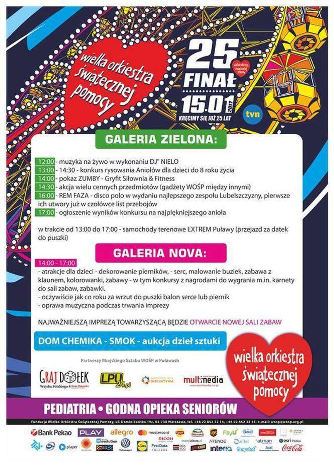 WOŚP 2017 w Puławach. Program wydarzeń