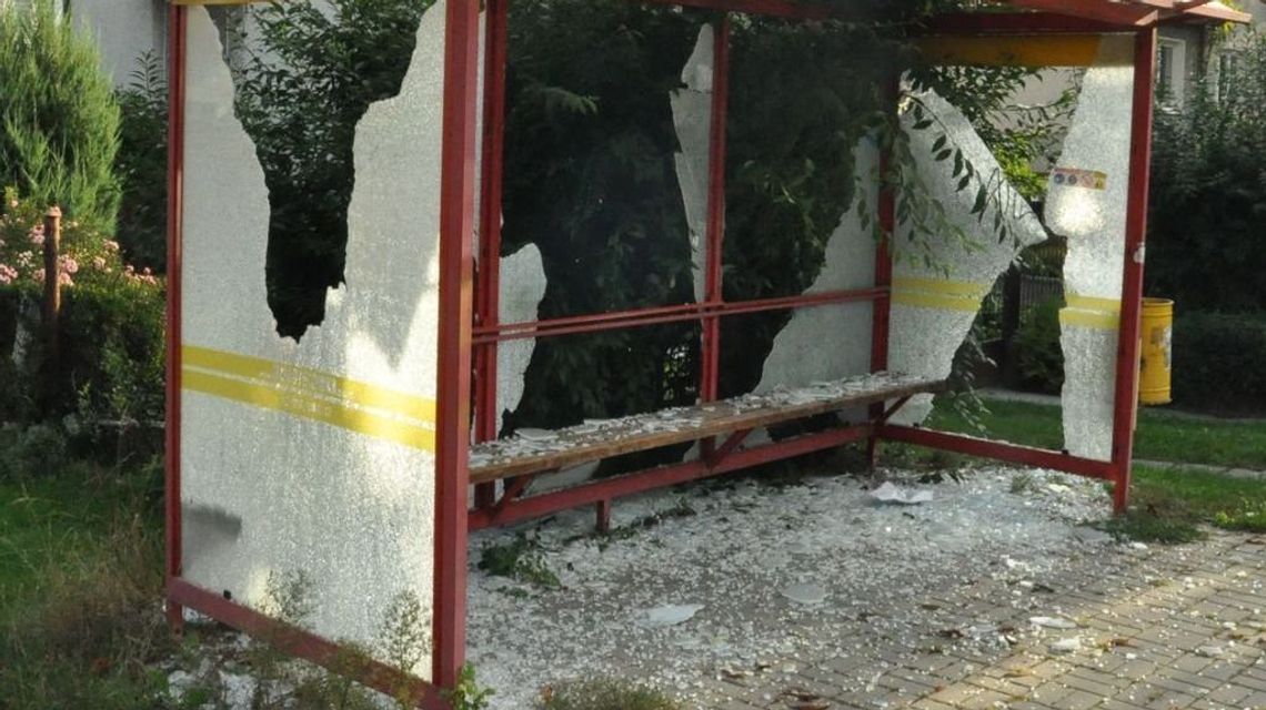 Wracał od znajomych i wybijał pałką teleskopową szyby na przystankach i w koparkach