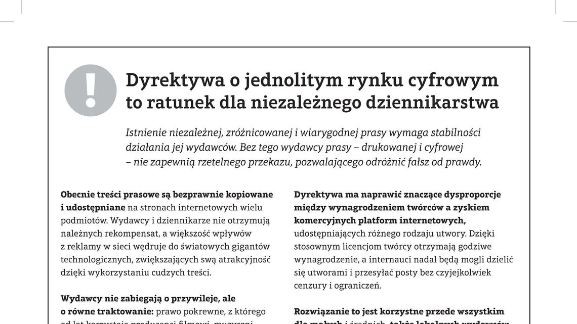 Wydawcy prasy walczą o swoje prawa Wydawcy prasy walczą o swoje prawa