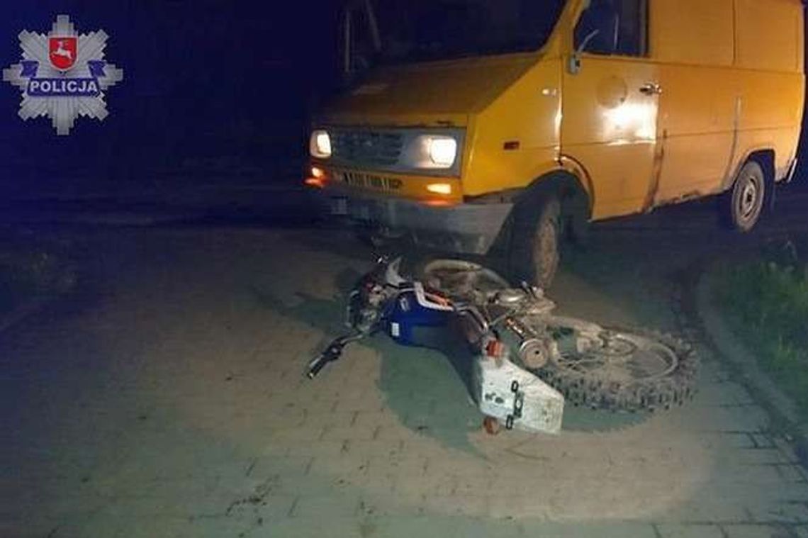 Wypadek 15-latka na motocyklu. Wywrócił się kiedy wyprzedzał samochód