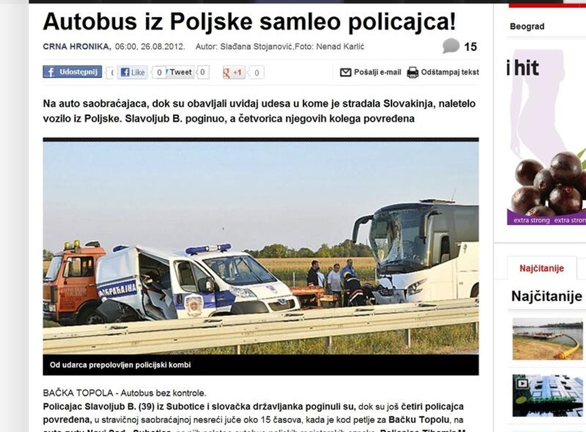 Wypadek autokaru z Lublina w Serbii, kierowca zatrzymany. Biuro podróży: Pomożemy mu