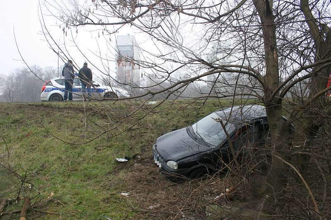 Wypadek na al. Solidarności w Lublinie. Samochód wypadł z drogi