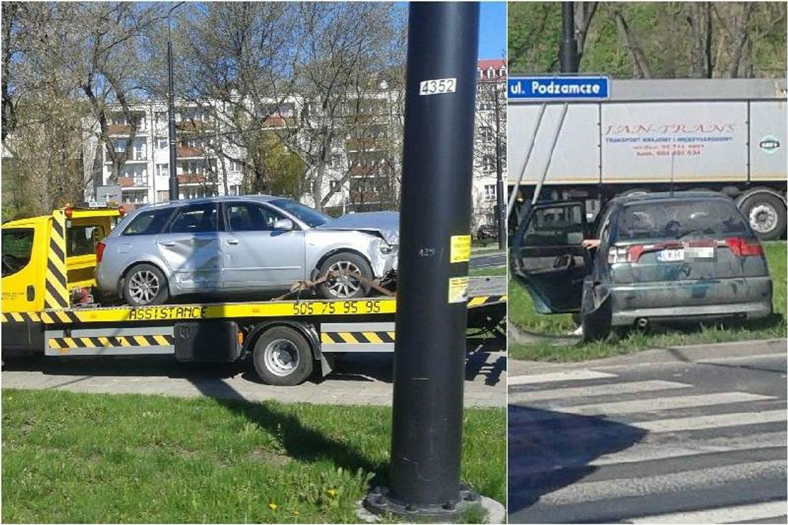 Wypadek na rondzie przy ul. Podzamcze. Pijany sprawca kolizji przy ul. Zemborzyckiej