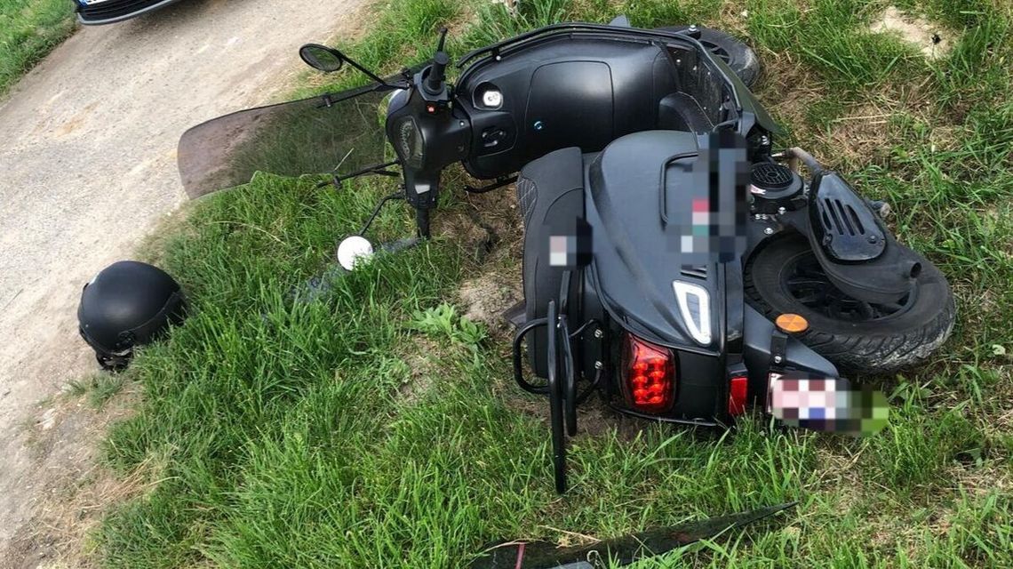 Wypadek pijanego motorowerzysty. Miał szczęście, że nic poważnego mu się nie stało