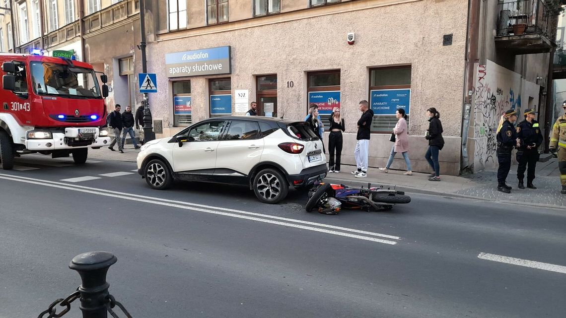 Wypadek w centrum Lublina. Ranny motocyklista