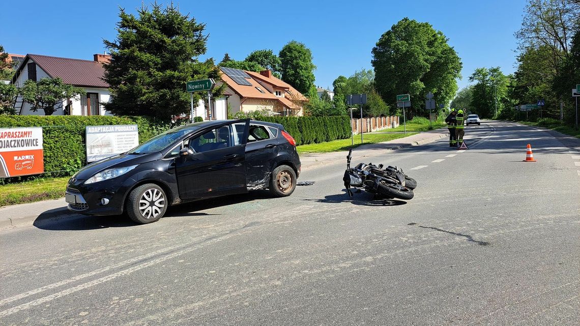 Wypadek w Prawiednikach. Ford zderzył się z motocyklem
