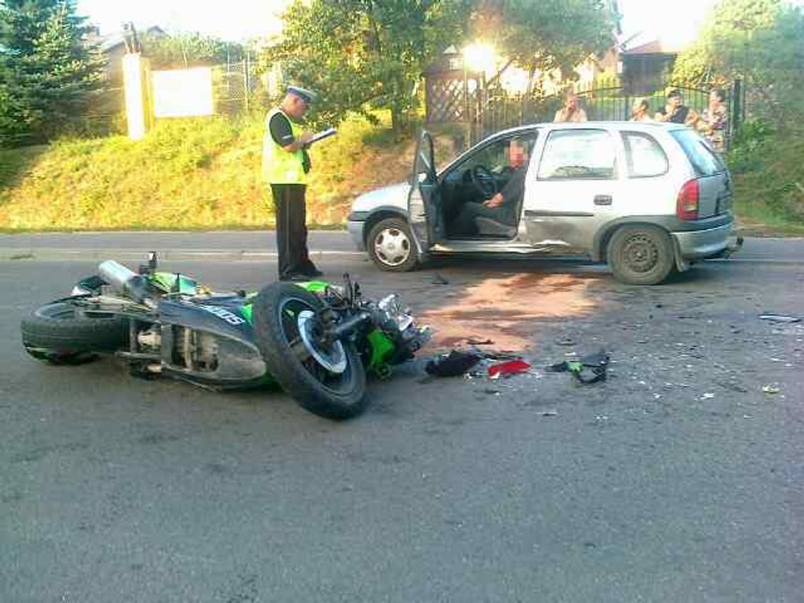 Wypadek w Prawiednikach. Motocyklistka w stanie ciężkim Wypadek w Prawiednikach. Motocyklistka w stanie ciężkim
