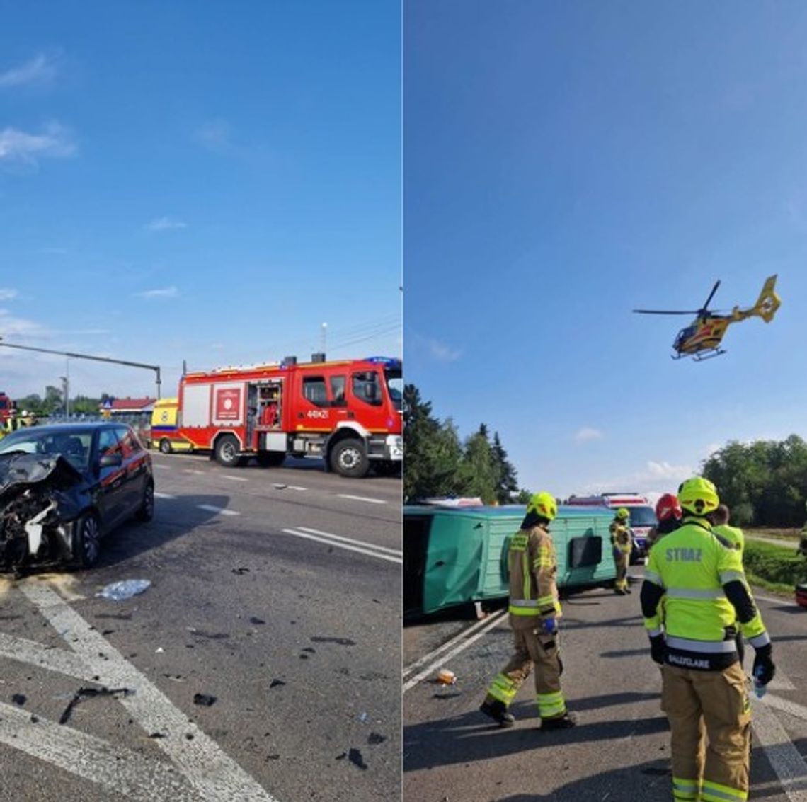 Wypadek w Rudniku-Kolonii. Bus zderzył się z samochodem osobowym, droga jest zablokowana Wypadek w Rudniku-Kolonii. Bus zderzył się z samochodem osobowym, droga jest zablokowana