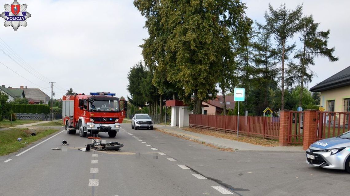 Wypadek w Sitnie: motorowerzysta uderzył w bok samochodu