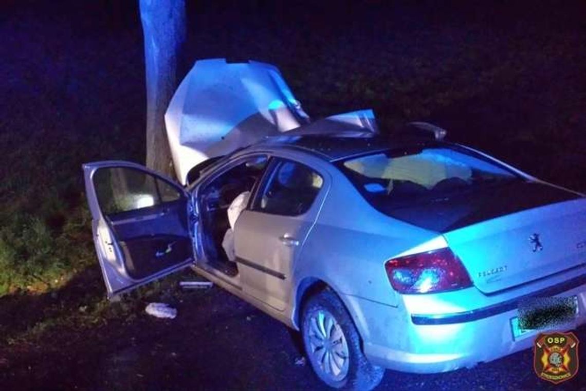 Wypadek w Trojaczkowicach, kierowca wjechał w drzewo Wypadek w Trojaczkowicach, kierowca wjechał w drzewo